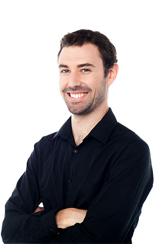 Portrait of dependable digital marketer, arms crossed, focused on measurable results for home service businesses.